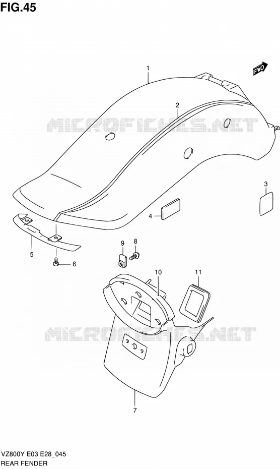 ACHTERSPATBORD (MODELE V) Suzuki MOTO 800 MARAUDER 2000  VZ800Y(E03,E28,E33)