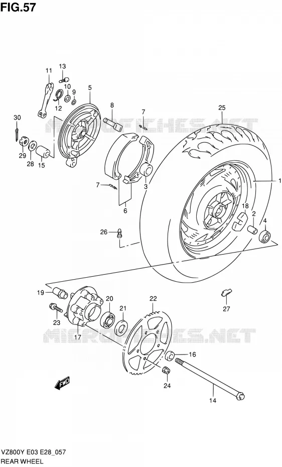 ACHTERWIEL Suzuki MOTO 800 MARAUDER 2001  VZ800K1(E03,E28,E33)