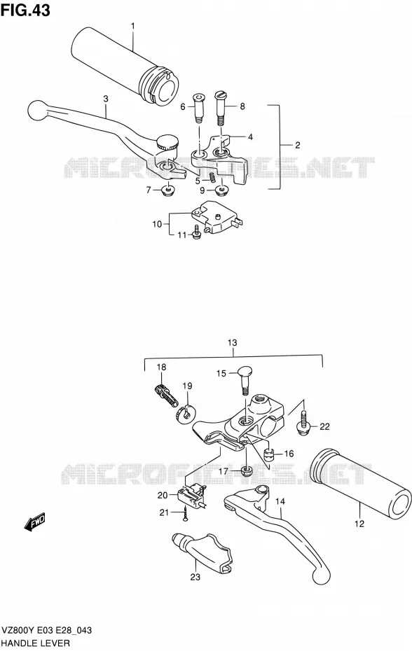 HANDGRIPS - LEVERS Suzuki MOTO 800 MARAUDER 2001  VZ800K1(E03,E28,E33)