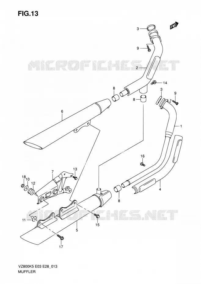 GELUIDDEMPER (MODEL K5/K6/K7/K8) Suzuki MOTO 800 MARAUDER 2005  VZ800 K5 (E03,E28,E33)