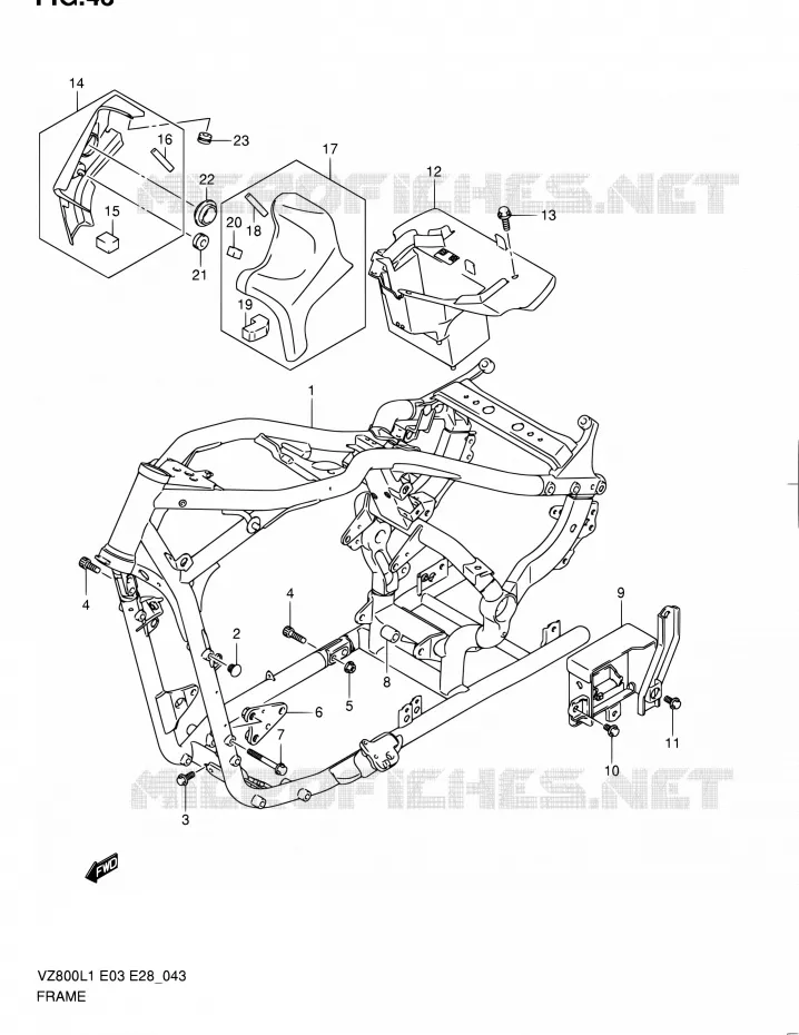 FRAME Suzuki MOTO 800 BOULEVARD 2011  VZ800 L1 (E03,E28,E33)