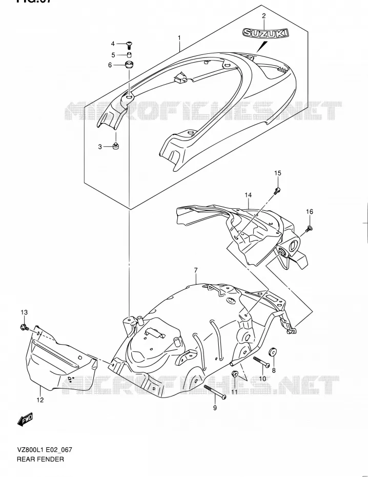 ACHTERSPATBORD Suzuki MOTO 800 BOULEVARD 2011  VZ800L1(E02)