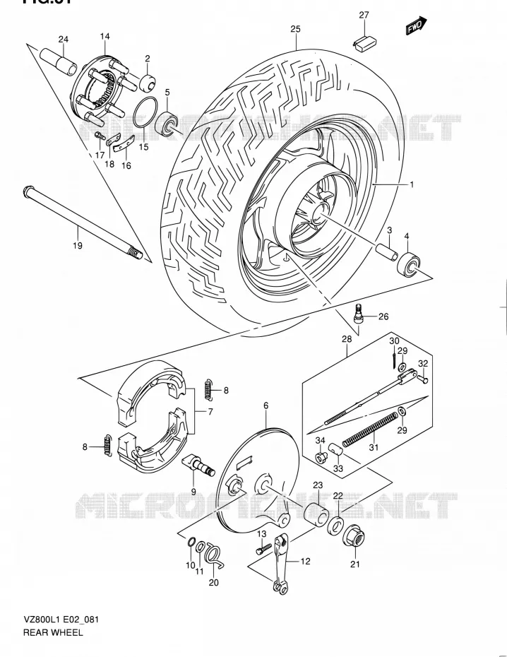 ACHTERWIEL Suzuki MOTO 800 BOULEVARD 2011  VZ800L1(E02)