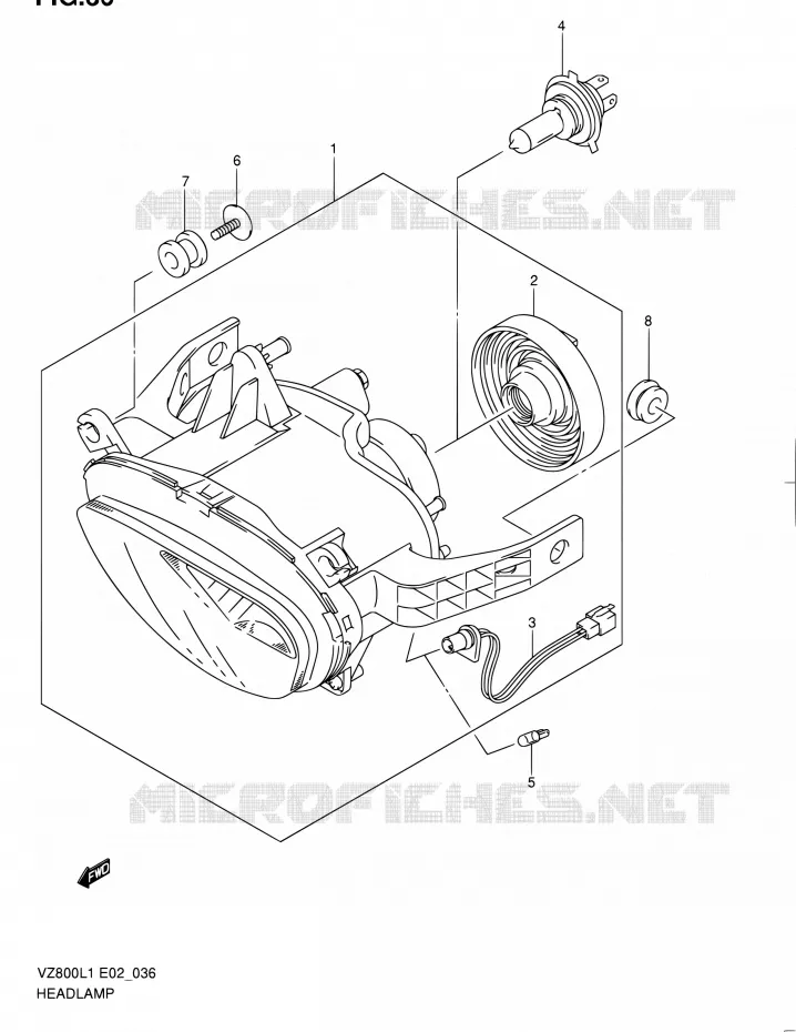 KOPLAMP (VZ800L1 E02) Suzuki MOTO 800 BOULEVARD 2011  VZ800L1(E02)