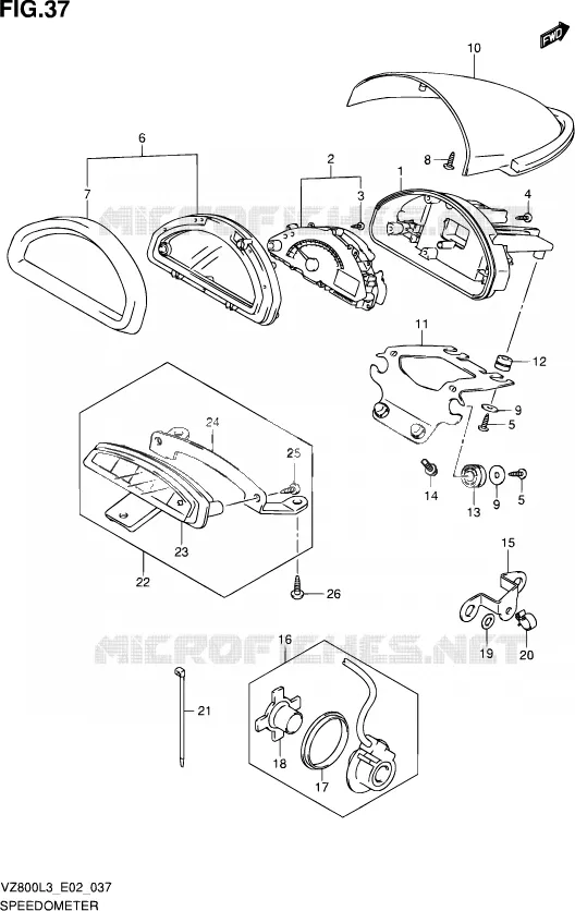 SNELHEIDSMETER (VZ800L3 E24) Suzuki MOTO 800 INTRUDER 2013  VZ800 L3 (E19)