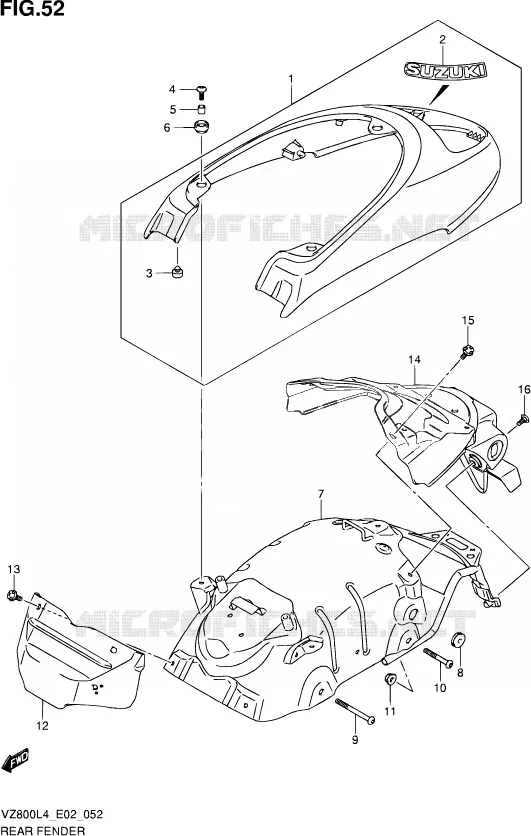 ACHTERSPATBORD Suzuki MOTO 800 MARAUDER 2014  VZ800 L4 (E02)