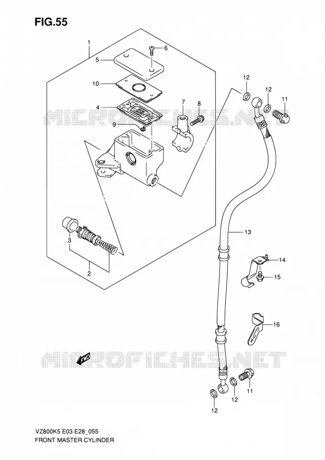 FRONT HOOFDREMCILINDER (MODELE K5/K6) Suzuki MOTO 800 MARAUDER 2007  VZ800Z K7 (E03,E28,E33)