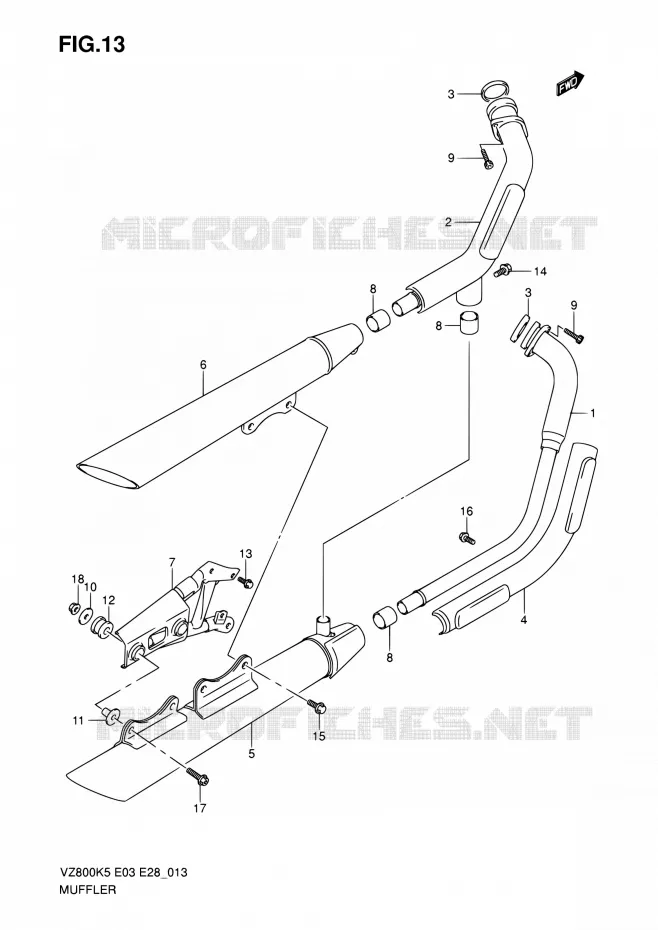GELUIDDEMPER (MODEL K5/K6/K7/K8) Suzuki MOTO 800 MARAUDER 2007  VZ800Z K7 (E03,E28,E33)