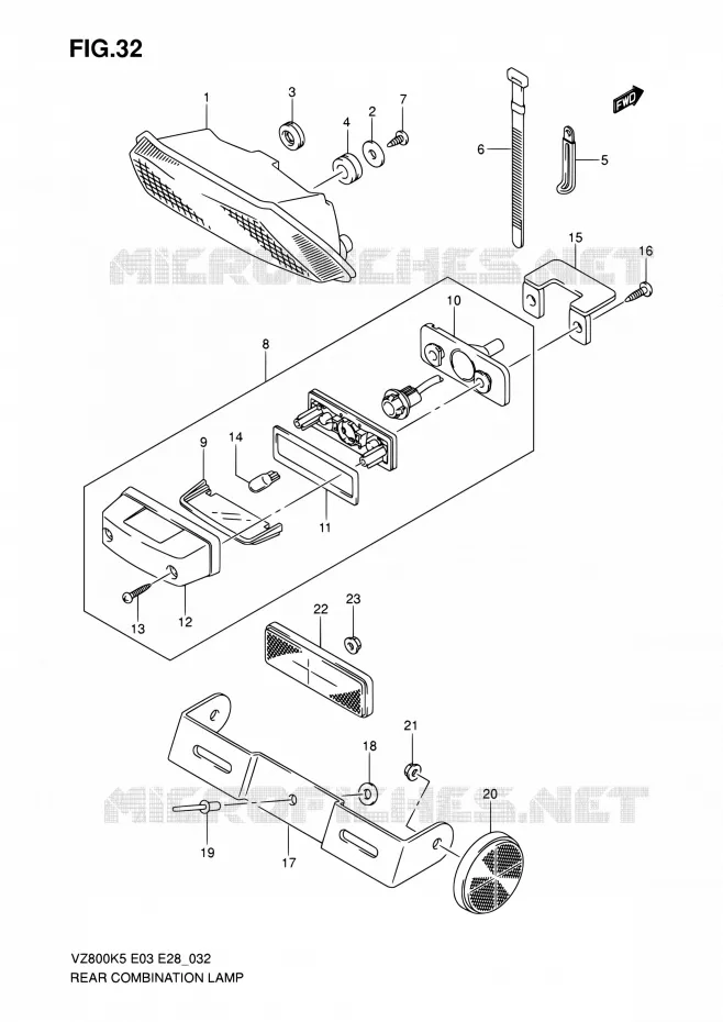 TAIL LIGHT ASSY Suzuki MOTO 800 MARAUDER 2008  VZ800Z K8 (E03,E28,E33)