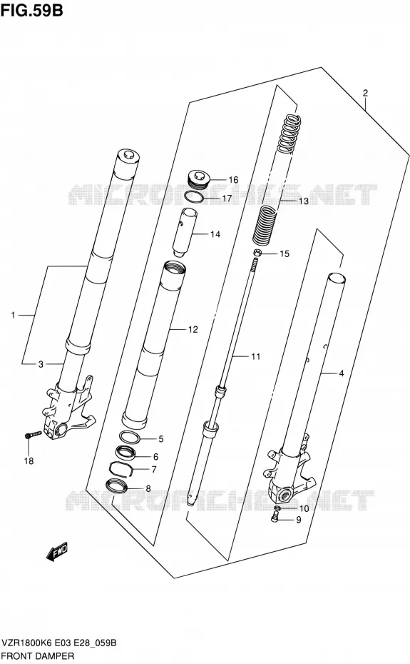 FRONT SCHOKDEMPER (VZR1800L0/ZL0) Suzuki MOTO 1800 INTRUDER 2007  VZR1800 K7/VZR1800Z K7