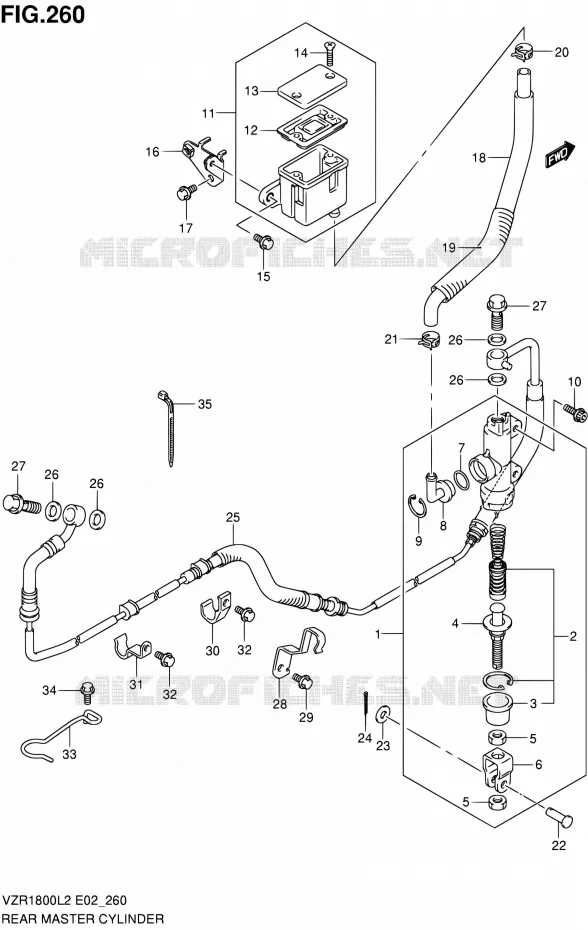 ACHTER HOOFDREMCILINDER (VZR1800L2 E51) Suzuki MOTO 1800 INTRUDER 2012  VZR1800L2(E19)