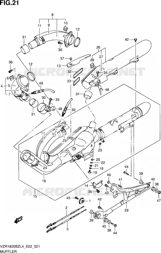 GELUIDDEMPER (VZR1800BZUFL4 E19) Suzuki MOTO 1800 INTRUDER 2014  VZR1800BZ L4 (E02)