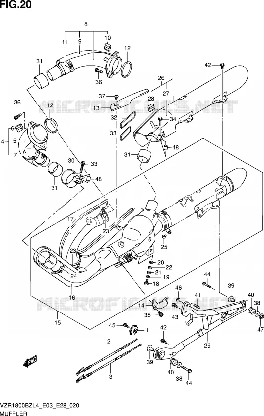 GELUIDDEMPER (VZR1800BZL4 E28) Suzuki MOTO 1800 BOULEVARD 2014  VZR1800BZ L4 (E03,E28,E33)