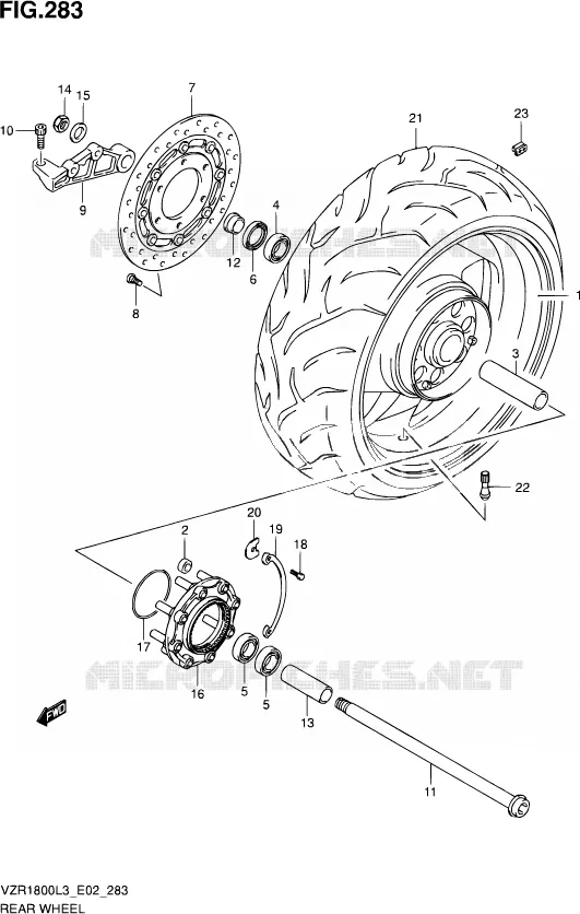 ACHTERWIEL (VZR1800L3 E02) Suzuki MOTO 1800 INTRUDER 2013  VZR1800Z L3 (E19)