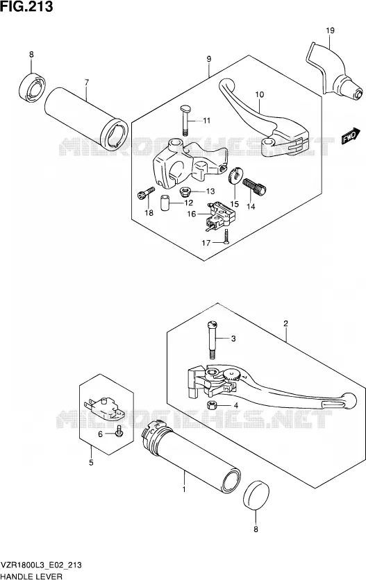HANDGRIPS - LEVERS (VZR1800L3 E19) Suzuki MOTO 1800 INTRUDER 2013  VZR1800Z L3 (E24)